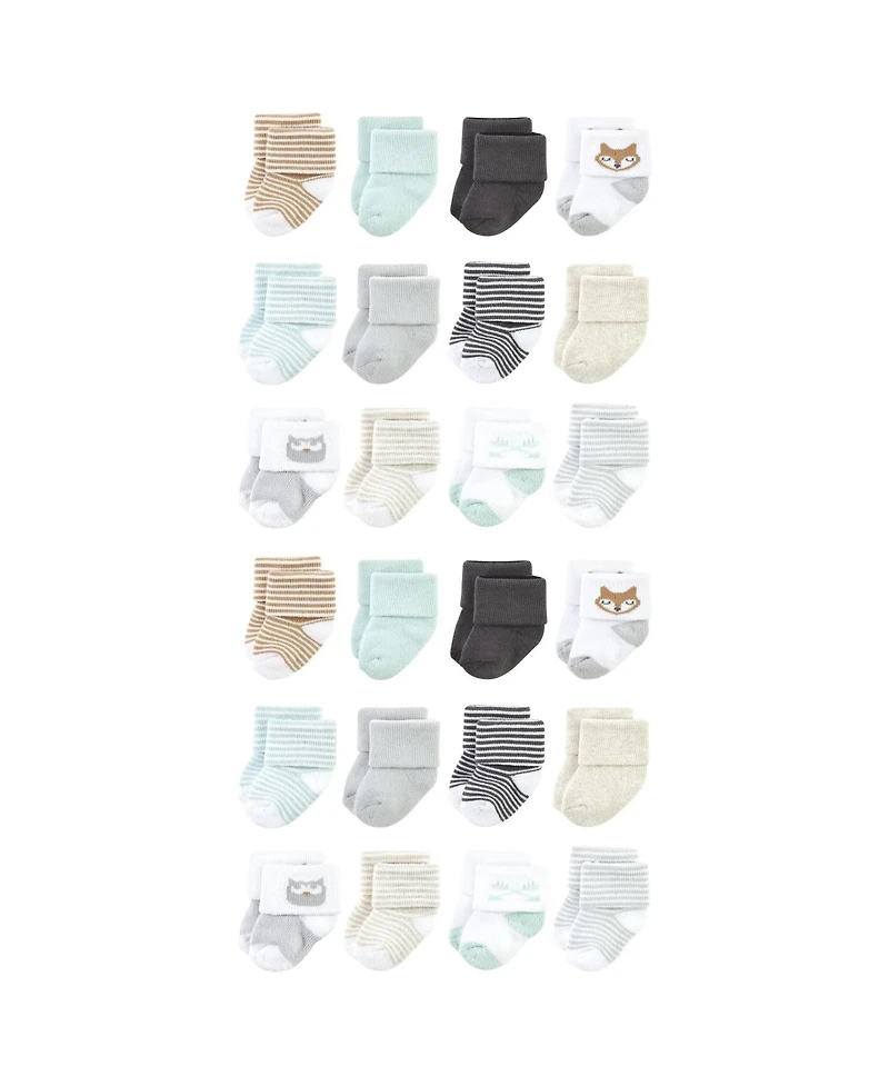 Luvable Friends Baby Boys Unisex Cotton Rich Terry Socks 24-Pack