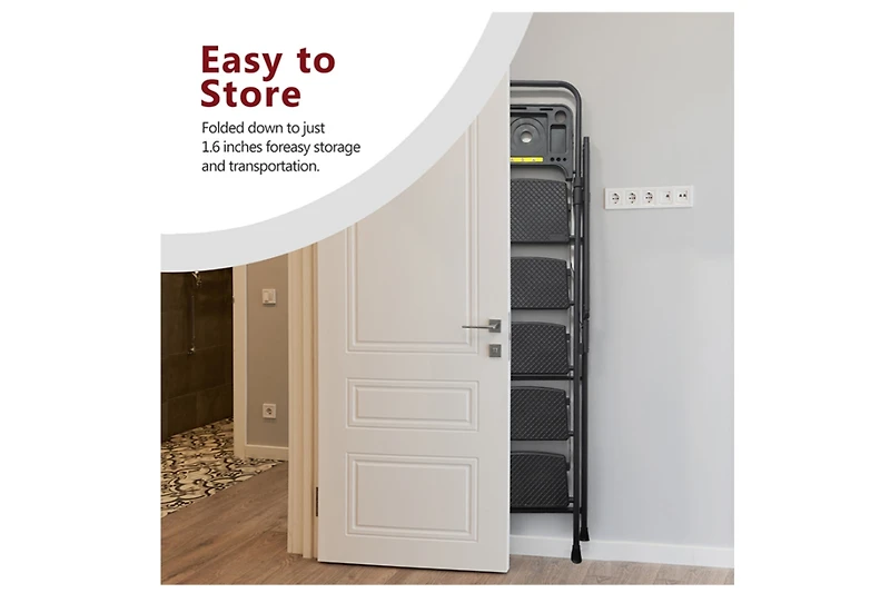 4-Stept Foldable Step Ladder with Tool Tray and Wide Non Slip Pedals, Convenient Handrails