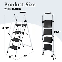 Light Folding 4-Step Ladder Multi-purpose Step Stool with Wide Anti-Slip Pedal and Safety Handle