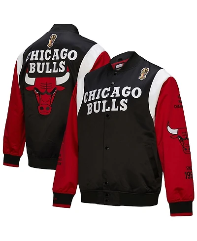 Mitchell & Ness Men's and Women's Black Chicago Bulls Vintage Team Origins Satin Full-Snap Jacket