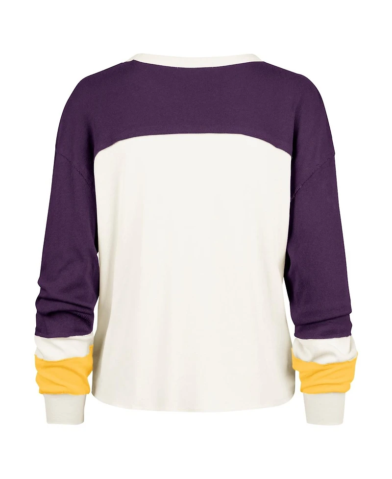 '47 Brand Women's Cream Los Angeles Lakers Curve Raglan Long Sleeve T-Shirt