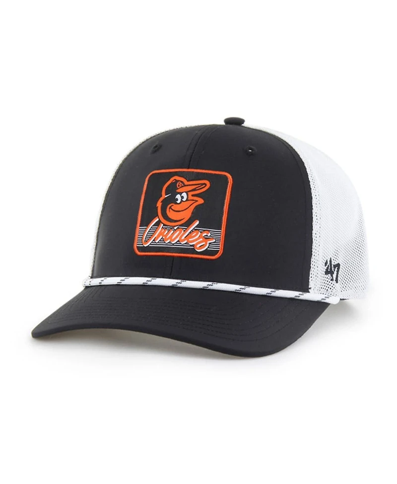 '47 Brand Men's Black/White Baltimore Orioles Scratch Adjustable Trucker Hat