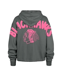 '47 Brand Women's Gray Chicago Blackhawks Bright Side Venice Cropped Pullover Hoodie