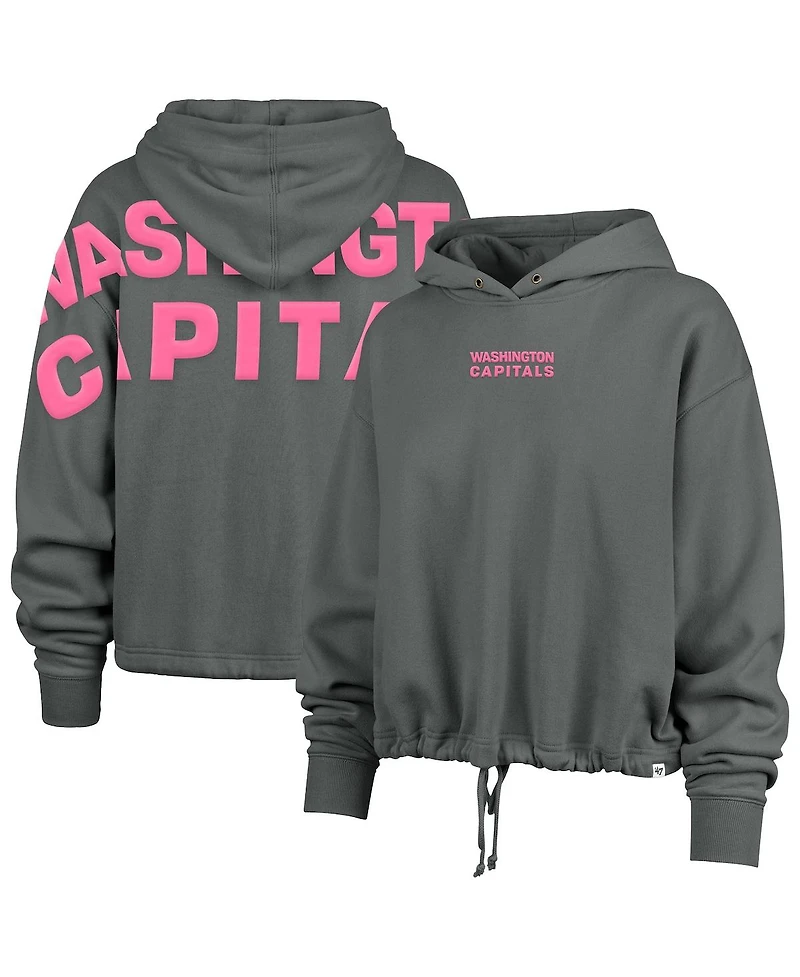'47 Brand Women's Gray Washington Capitals Bright Side Venice Cropped Pullover Hoodie