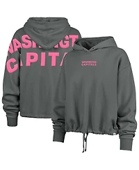 '47 Brand Women's Gray Washington Capitals Bright Side Venice Cropped Pullover Hoodie
