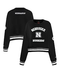 Pro Standard Women's Black Nebraska Huskers Cropped Pullover Sweatshirt