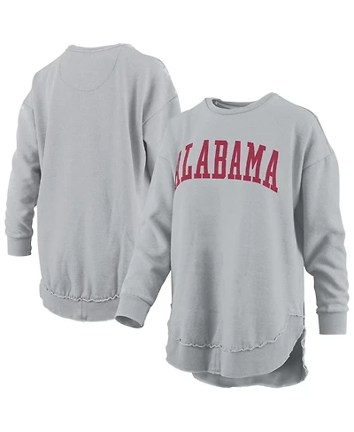 Pressbox Women's Gray Alabama Crimson Tide Melange Poncho Vintage Fleece Long Sleeve Pullover Sweatshirt