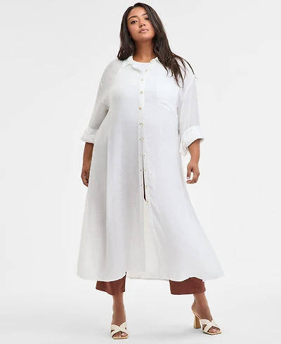 Bar Iii Trendy Plus Oversized Tunic Shirt, Exclusively at Macy's