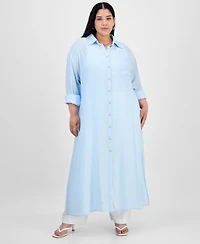 Bar Iii Trendy Plus Size Oversized Tunic Shirt, Exclusively at Macy's
