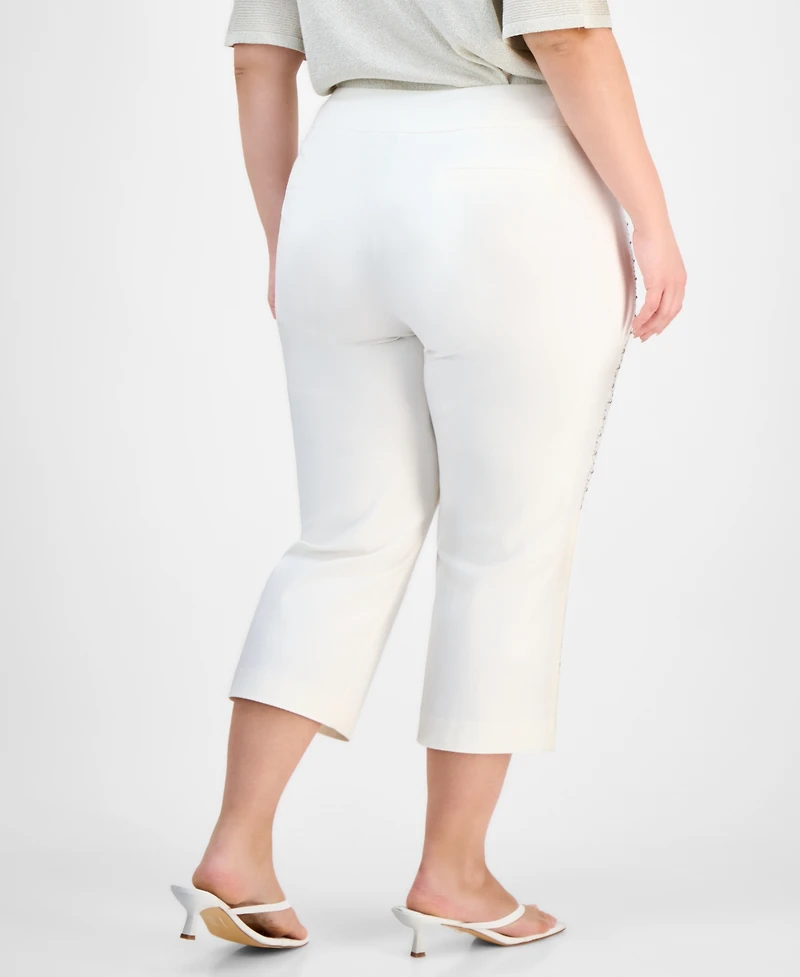 Jm Collection Plus Side-Embellished Capri Pants, Exclusively at Macy's