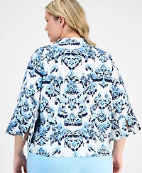 Jm Collection Plus Printed Jacquard Blouse, Exclusively at Macy's
