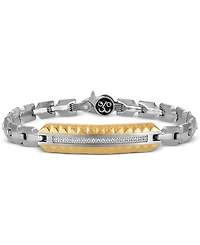 Esquire Men's Jewelry Diamond Id Bracelet (1/5 ct. t.w.) in Stainless Steel & Gold-Tone Ion-Plated Stainless Steel