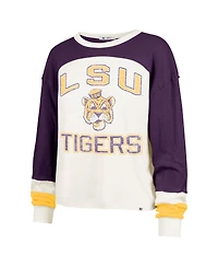 '47 Brand Women's Cream Lsu Tigers Double Header Curve Raglan Long Sleeve T-Shirt