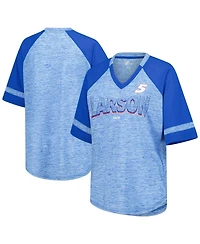 G-iii 4Her by Carl Banks Women's Heather Royal Kyle Larson Hall of Fame Oversized Raglan V-Neck T-Shirt