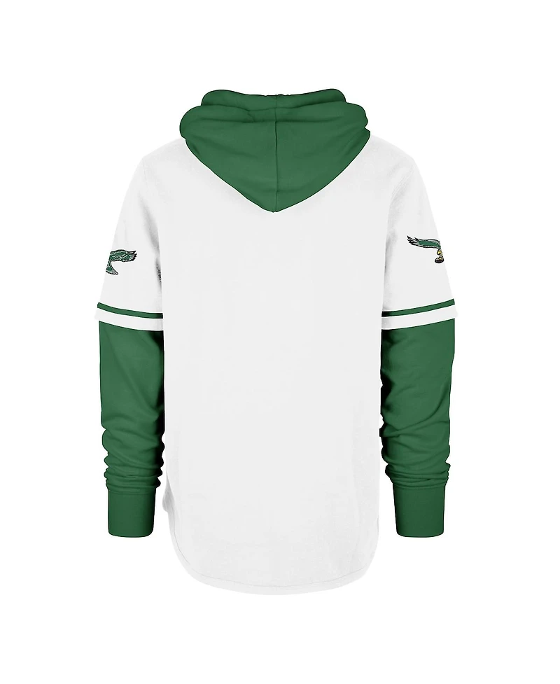 '47 Brand Men's White Philadelphia Eagles Throwback Shortstop Pullover Hoodie