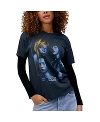Daydreamer Women's Charcoal Tlc Fan Mail Tour Graphic Ringer T-Shirt