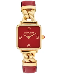 Coach Women's Cass Gold-Tone Stainless Steel and Red Leather Strap Watch, 22mm