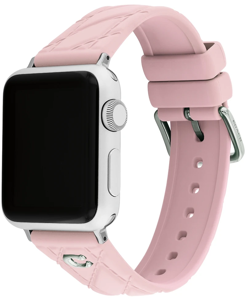 Coach Women's Quilted Pink Silicone Apple Watch Strap 38mm, 40mm, 41mm