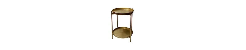 High Round Side Table – 2-Tier Design with Sturdy Iron Frame
