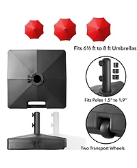 64lb Capacity Fillable Mobile Umbrella Base Stand 2 Wheels and Handle - Brown