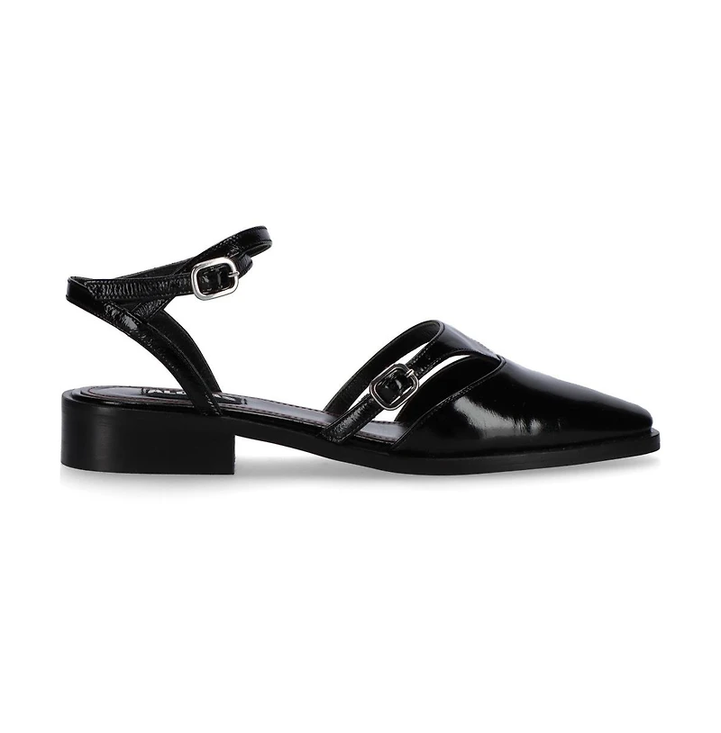 Aveline Black Leather Ballet Flats
