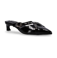 Zyra Onix Black Leather Mules