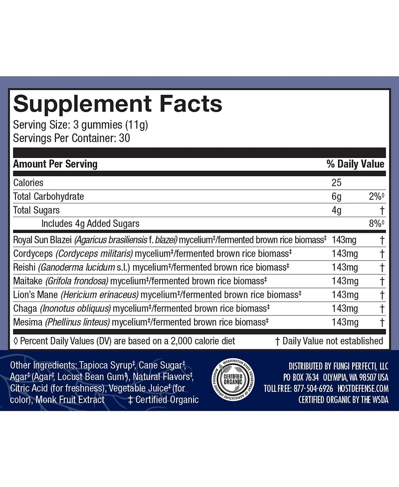 Host Defense Mushrooms, Stamets 7 Gummies, Strawberry, 90 count