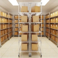 6 Tier Wire Shelving Unit, 6000 Lbs Nsf Height Adjustable Metal Garage Storage Shelves with Wheels, Heavy Duty Storage Wire Rack Metal Shelves