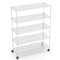 5 Tier 7500lbs Heavy Duty Adjustable Storage Rack Metal Shelf Wire Shelving Unit with Wheels & Shelf Liners - 82" H x 60" L x 24" D