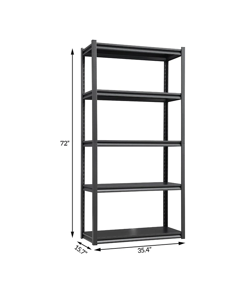 72"H 5 Tier Metal Shelves for Storage Garage Shelving 2000LBS Heavy Duty Storage Shelves Adjustable Garage Shelf Industrial Shelving Unit Storage Util