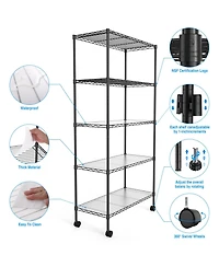 5 Tier Shelf Wire Shelving Unit, Nsf Heavy Duty Wire Shelf Metal Large Storage Shelves Height Adjustable Utility for Garage Kitchen Office Commercial