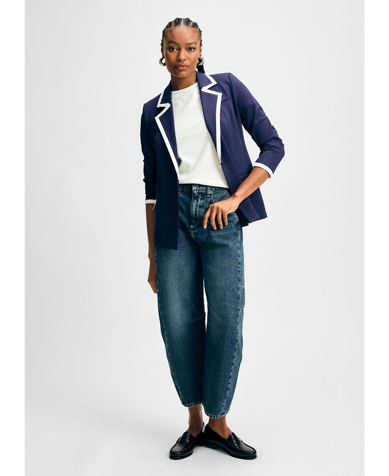 Isaac Mizrahi Women's Tipped Ponte Blazer
