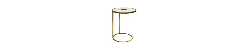 Marble & Agate Inlay End Table – Foil Finish Iron Frame for a Luxe Look