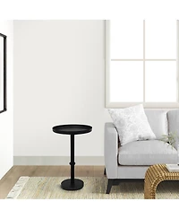 Modern Side End Table with Round Tray Top and Sleek Column Support for Contemporary Home Decor