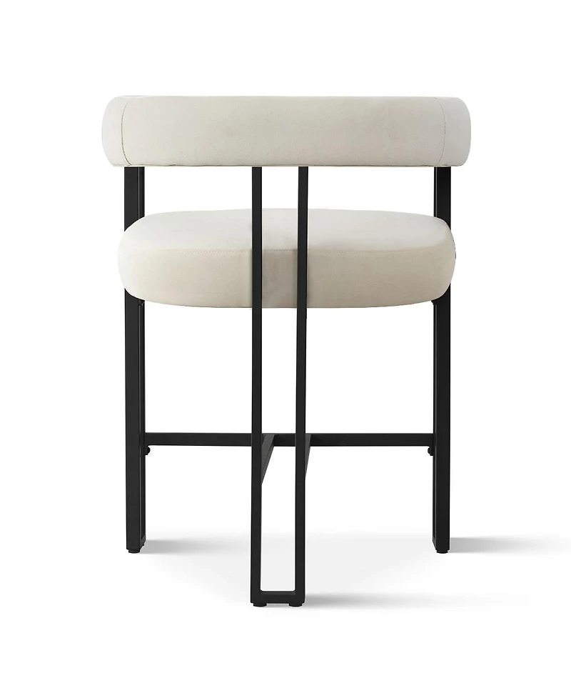 Set of 2 Velvet Counter Stools, Modern Bar Stools with Curved Back, Metal Legs & Upholstered Seat-Maison Boucle