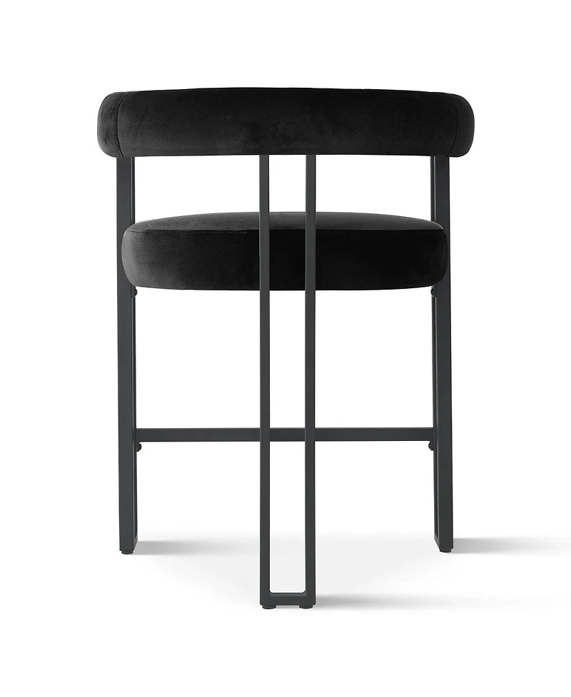 Set of 2 Modern Velvet Counter Stools with Curved Back, Metal Legs & Upholstered Seat-Maison Boucle