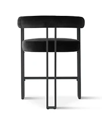 Set of 2 Modern Velvet Counter Stools with Curved Back, Metal Legs & Upholstered Seat-Maison Boucle