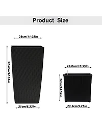 Streamdale 22,6" Black Faux Rattan Square Planter (2-Pack)