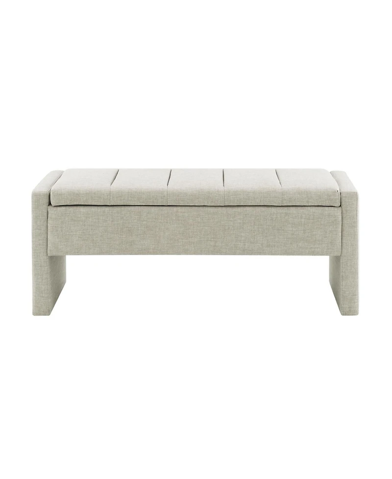 Streamdale Upholstered End Bench with Storage, Vanity Stool, Light Grey Linen