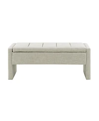 Streamdale Upholstered End Bench with Storage, Vanity Stool, Light Grey Linen