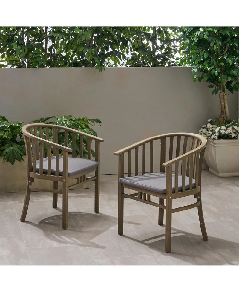Streamdale Outdoor Wood Dining Chairs Cushions (2) Dark Grey