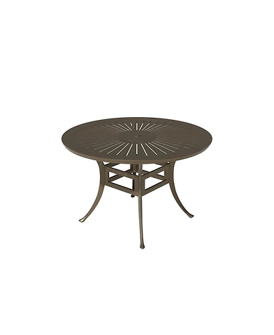 Mondawe -inch Powder Coated Cast Aluminum Outdoor Dining Table with Umbrella Hole