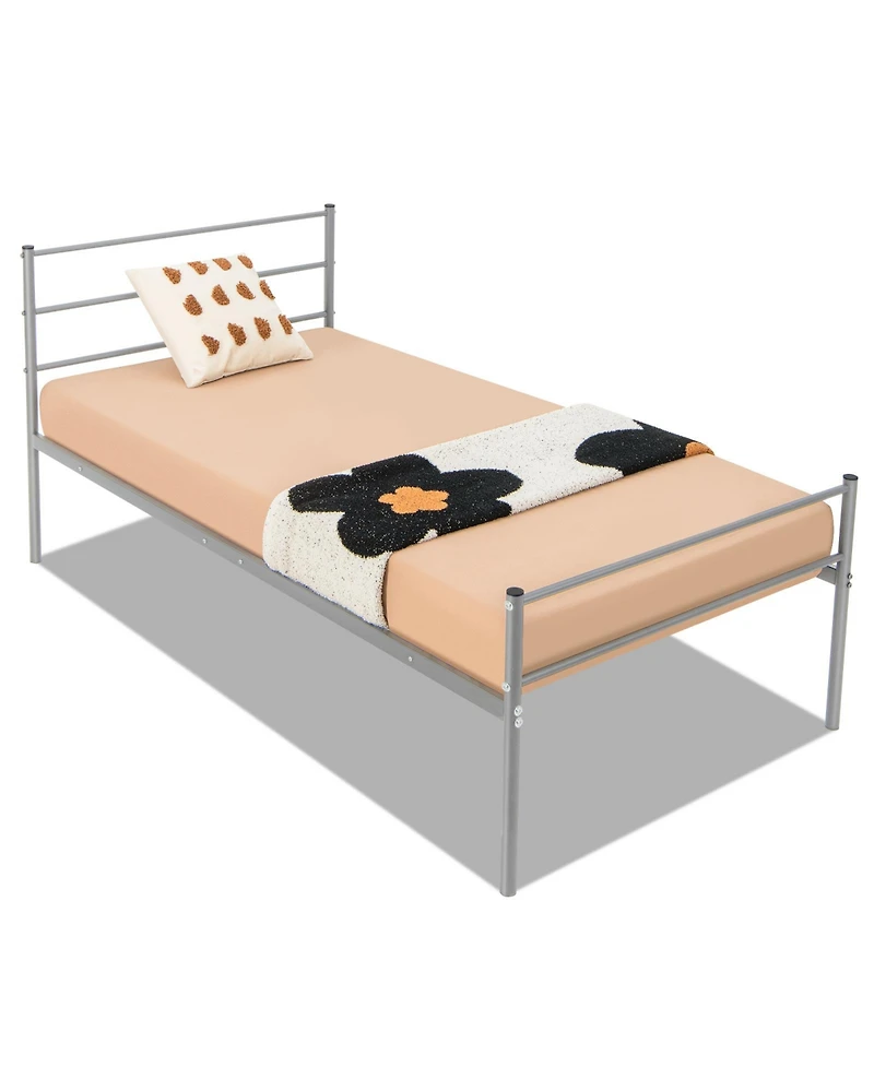 Twin Size Metal Bed Frame Platform with Headboard
