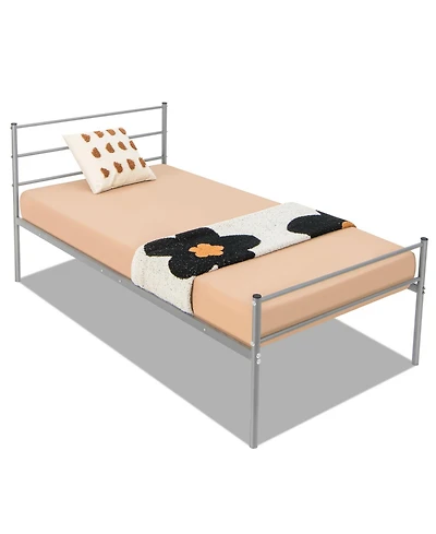 Twin Size Metal Bed Frame Platform with Headboard