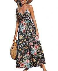 Cupshe Women's Tropical Flowers Keyhole Maxi Beach Dress