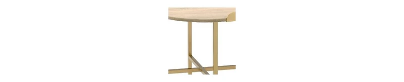 Round Wood End Table – Functional Tray Top with Metal Accent