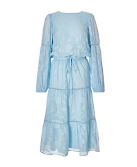 Quiz Women's Jacquard Midi Dress with Balloon Sleeve