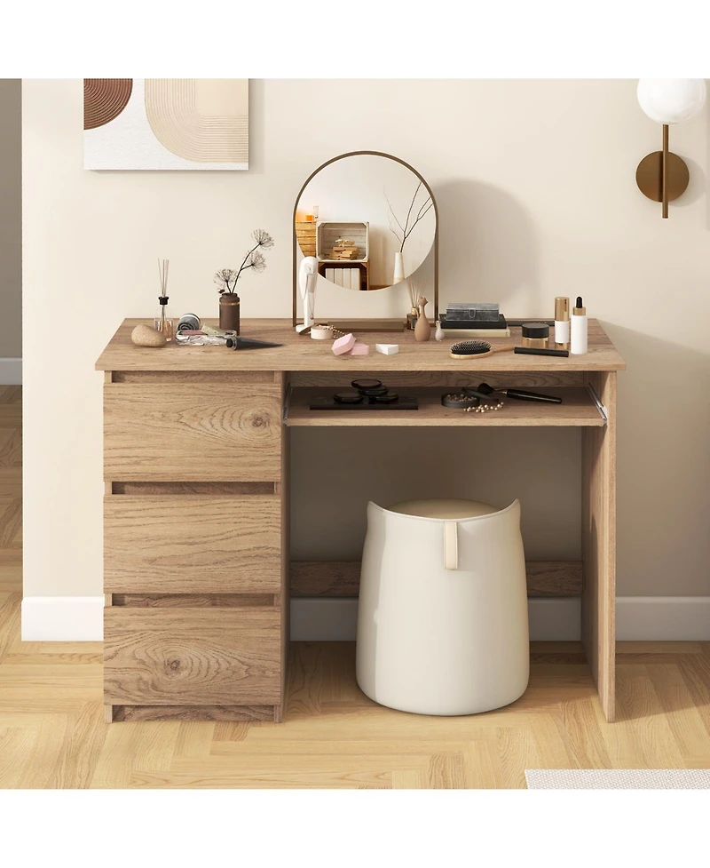 Computer Desk with Power Outlet Keyboard Tray and 3 Large Drawers
