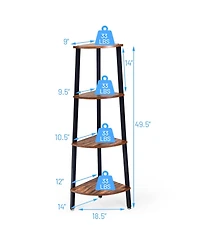4-Tier Corner Shelf Metal Storage Rack Domestic Bookcase
