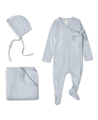 MeMoi Baby Boys 3 Piece "Little Dots" Pointelle Footie Set